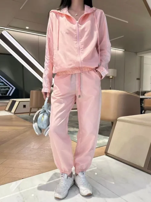 Dior Colorblock Striped Hooded Zip-Up Jacket and Pants Set