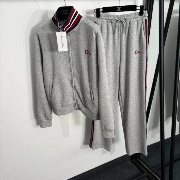 Dior Embroidered Striped Zip-Up Jacket and Pants Set