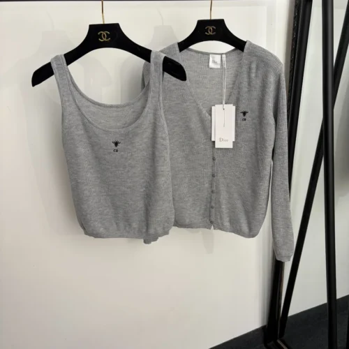 Dior Embroidered V-Neck Two-Piece Set
