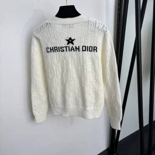 Dior Cutout V-Neck Logo Cardigan