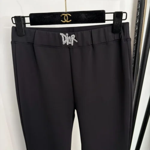 Dior Rhinestone Slim-Fit Logo Pants
