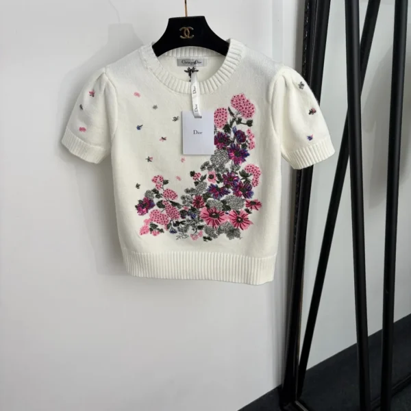 Dior Embroidered Sequined Knit Sweater