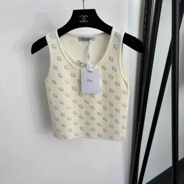 Dior Rhinestone Logo Tank Top