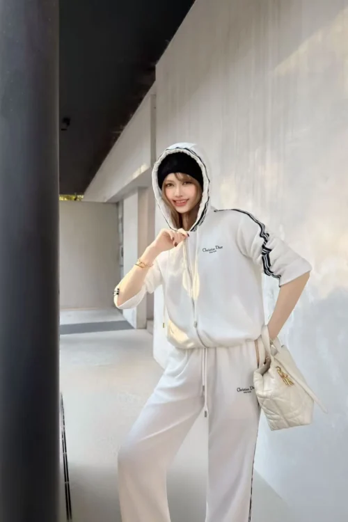 Dior Embroidered Hooded Zip-Up Jacket and Pants Set