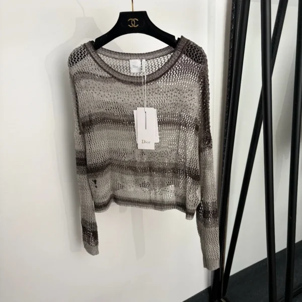 CLDIOR0058-01 Dior Cutout Rhinestone Knit Sweater