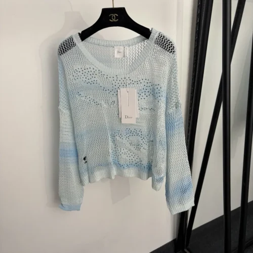 Dior Cutout Rhinestone Knit Sweater