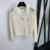 Dior Cutout Embroidered Collared Knit Sweater