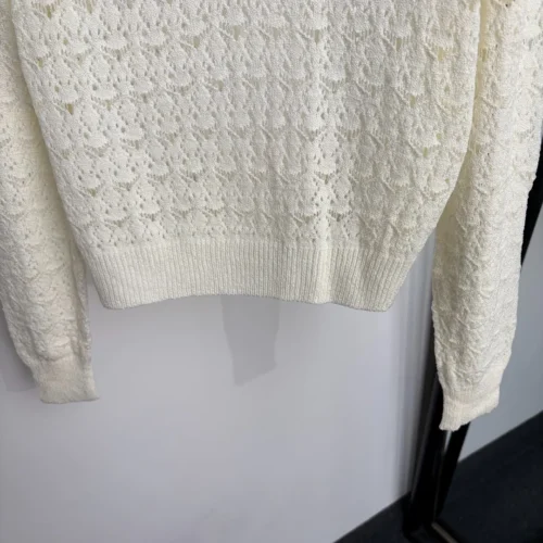 Dior Cutout Embroidered Collared Knit Sweater