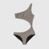 Gucci Cutout All-Over Print Logo One-Piece Swimsuit