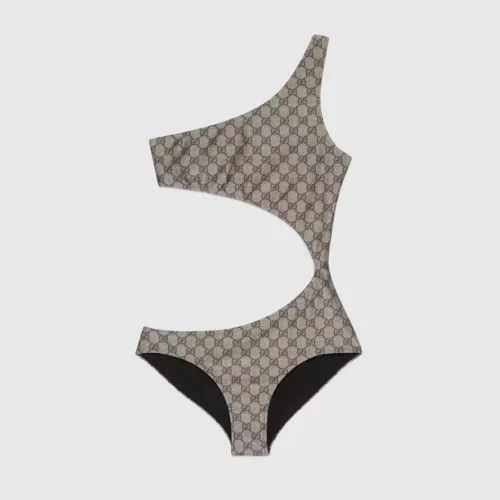 Gucci Cutout All-Over Print Logo One-Piece Swimsuit