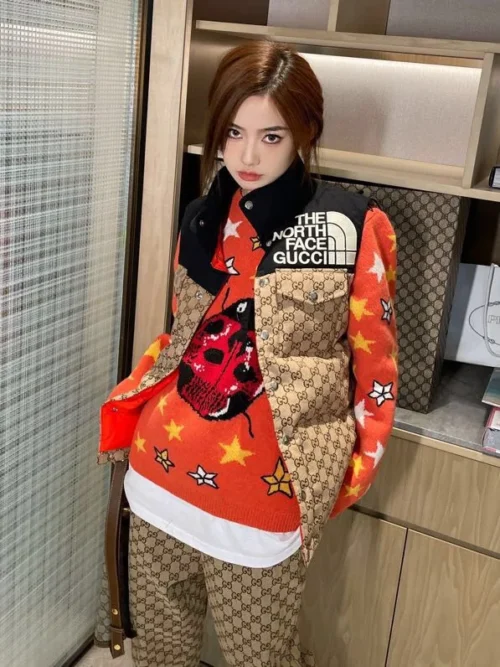 Gucci Jacquard Colorblock Sleeveless Puffer Vest