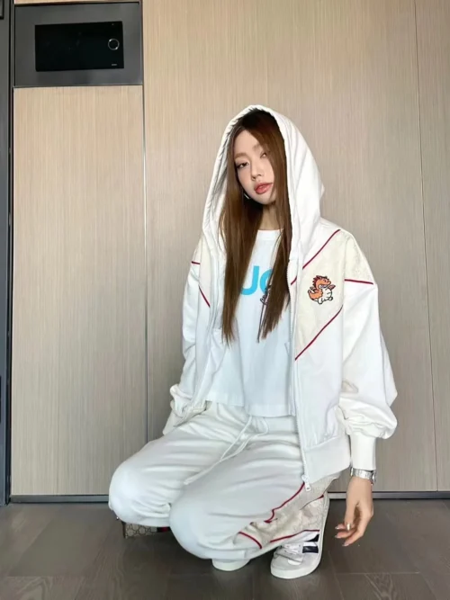 Gucci Embroidered Hooded Zip-Up Jacket and Pants Set