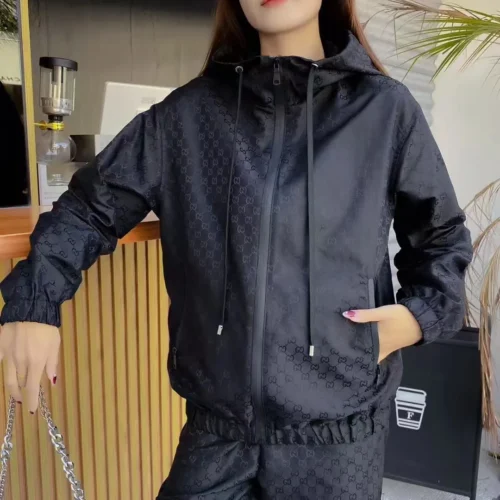 Gucci Jacquard Monogram Hooded Zip-Up Jacket and Pants Set