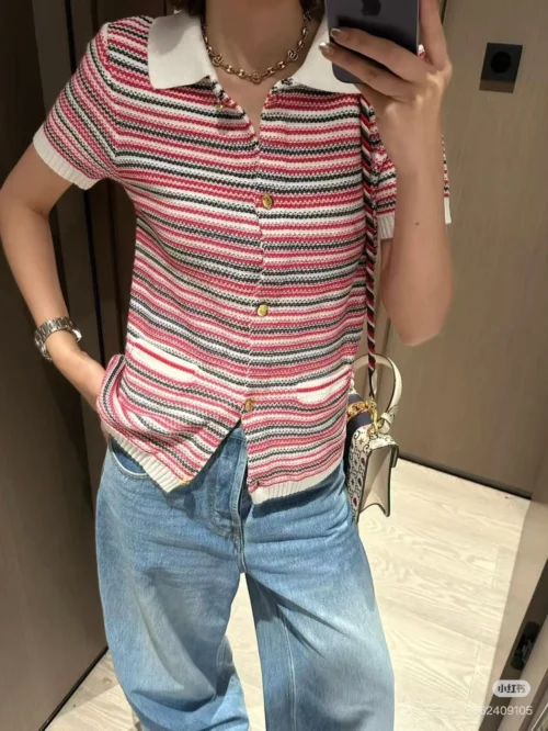 Gucci Striped Collared Cardigan