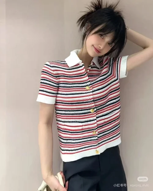 Gucci Striped Collared Cardigan