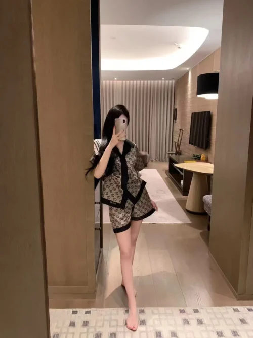 Gucci Embroidered Monogram Printed Oversized T-Shirt and Shorts Set