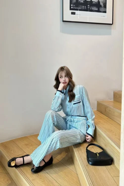 Gucci Printed Colorblock Striped Wide-Leg Two-Piece Set