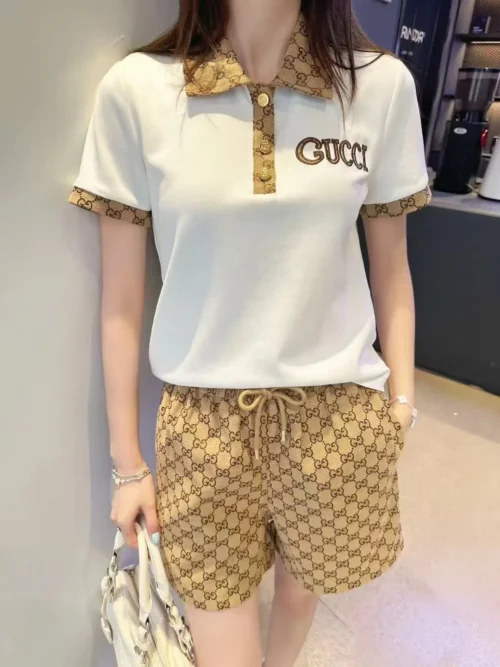 Gucci Embroidered Jacquard Monogram T-Shirt and Shorts Set