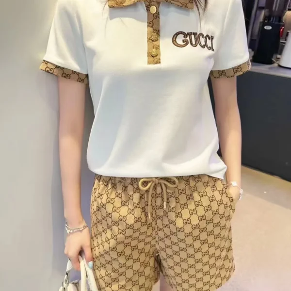 CLGUCCI0024-01 Gucci Embroidered Jacquard Monogram T-Shirt and Shorts Set