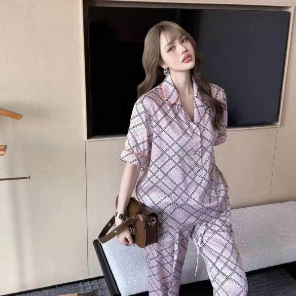 Gucci Printed Plaid Wide-Leg T-Shirt and Pants Set