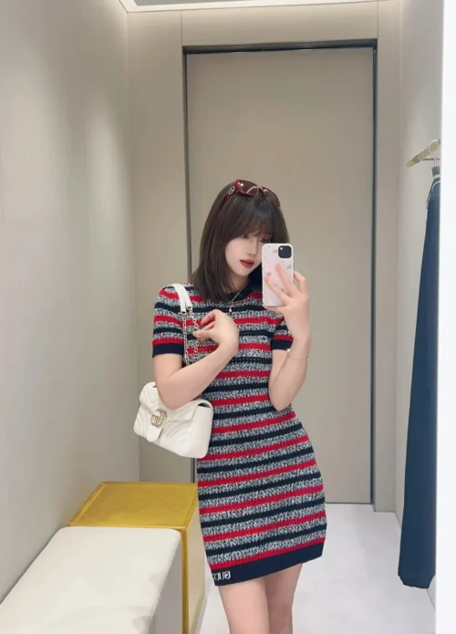 Gucci Cutout Colorblock Striped Dress