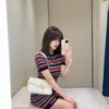 Gucci Cutout Colorblock Striped Dress