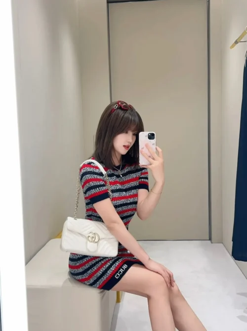 Gucci Cutout Colorblock Striped Dress