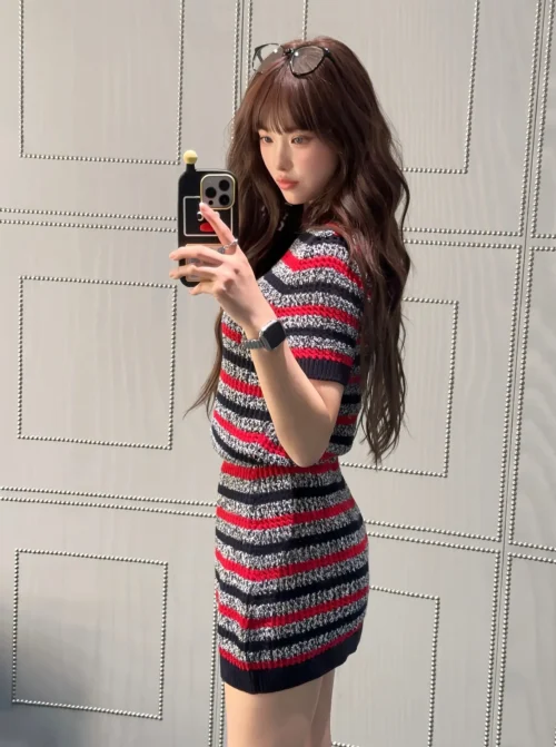 Gucci Cutout Colorblock Striped Dress