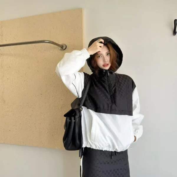 CLGUCCI0042-01 Gucci Jacquard Monogram Colorblock Hooded Two-Piece Set