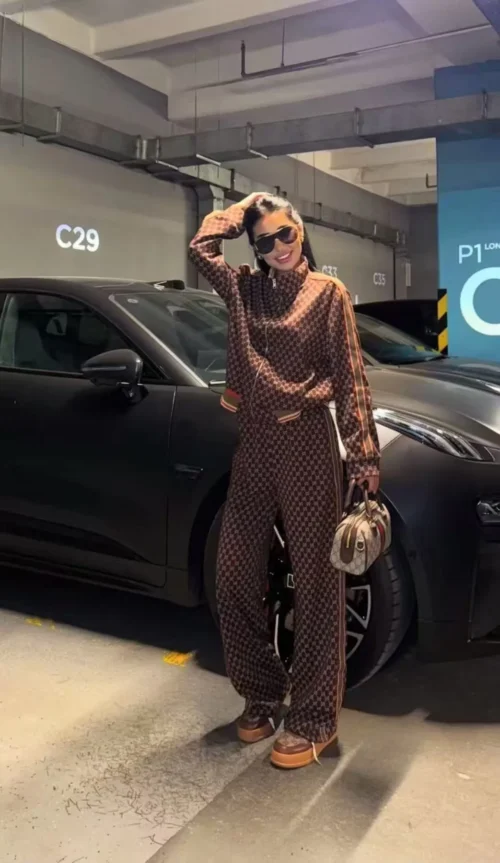 Gucci Monogram Printed Zip-Up Wide-Leg Jacket and Pants Set