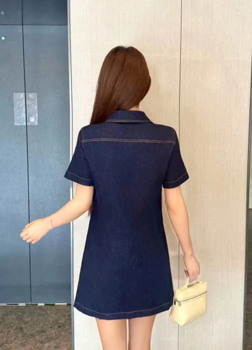 Gucci Denim Zip-Up Collared Dress