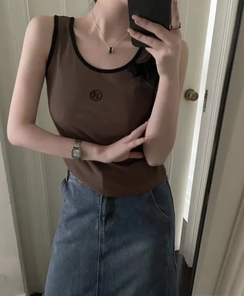Hermes Colorblock Logo Tank Top