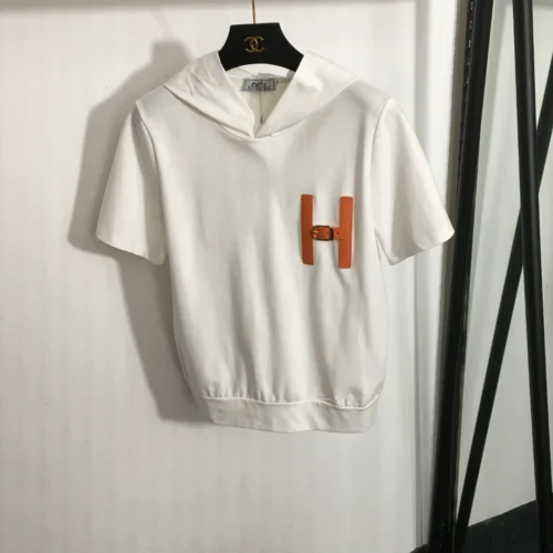 Hermes Hooded Wide-Leg Logo T-Shirt and Pants Set