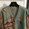 Hermes Printed V-Neck Cardigan