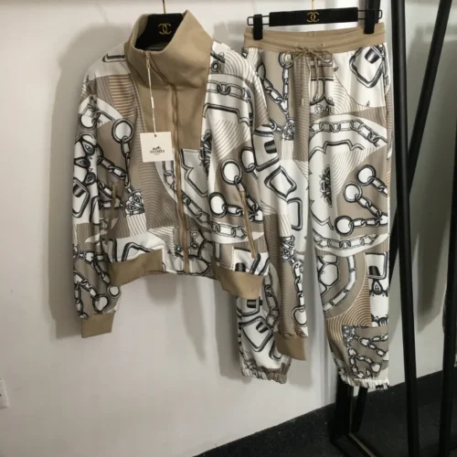 Hermes Printed Zip-Up Jacket and Pants Set