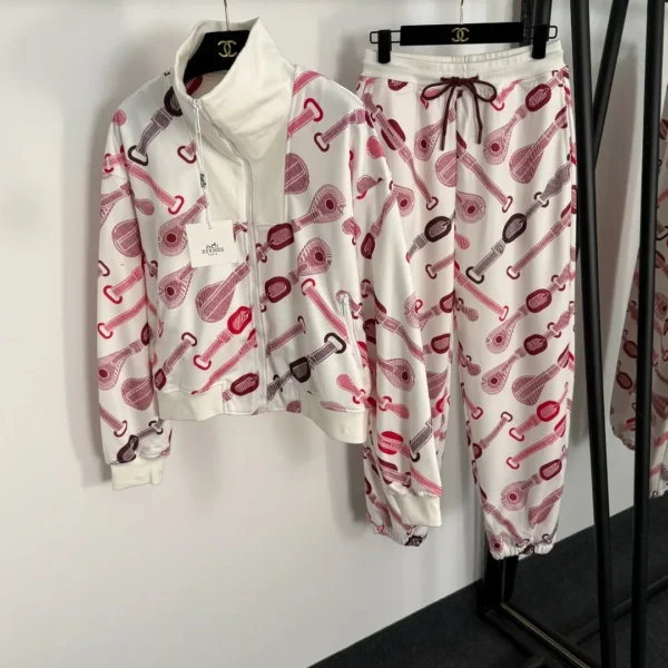 Hermes Printed Zip-Up Jacket and Pants Set