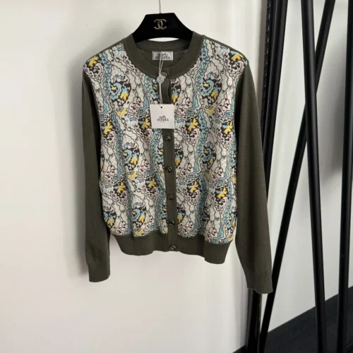Hermes Printed Colorblock Cardigan
