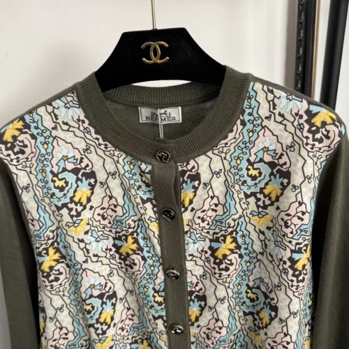 Hermes Printed Colorblock Cardigan