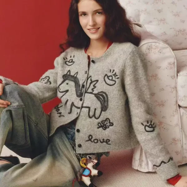CLHERMES0032-01 Hermes Embroidered Cardigan