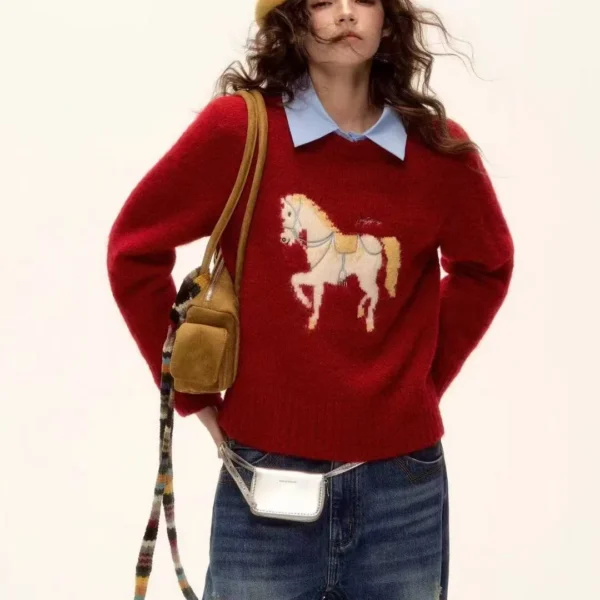 CLHERMES0036-01 Hermes Embroidered Jacquard Knit Sweater