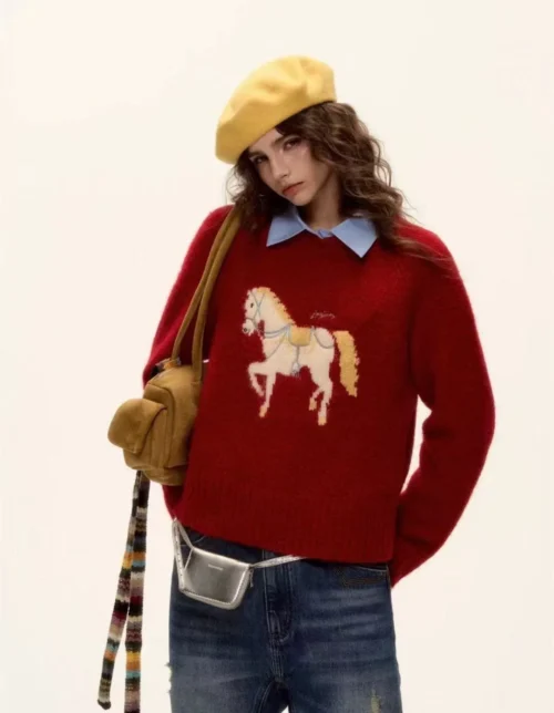 Hermes Embroidered Jacquard Knit Sweater