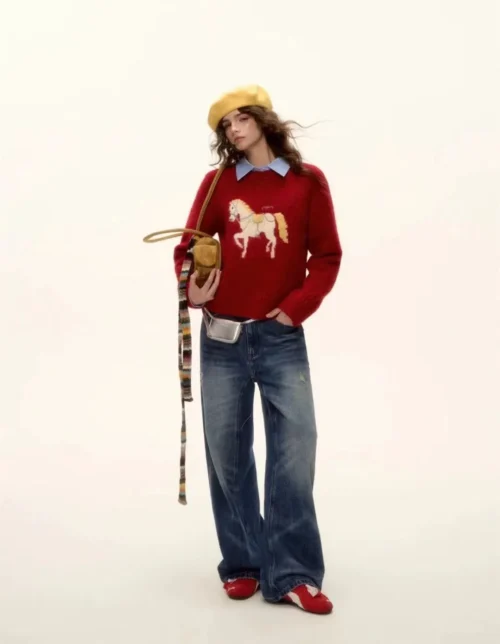 Hermes Embroidered Jacquard Knit Sweater