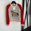 Hermes Embroidered Rhinestone Colorblock Knit Sweater