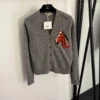 Hermes Embroidered Jacquard V-Neck Cardigan
