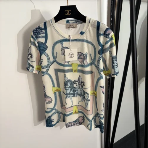 Hermes Mesh Printed T-Shirt and Skirt Set