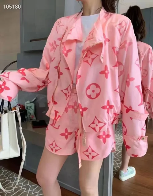 Louis Vuitton Monogram Printed Zip-Up Jacket and Shorts Set