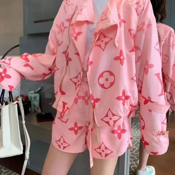 Louis Vuitton Monogram Printed Zip-Up Jacket and Shorts Set