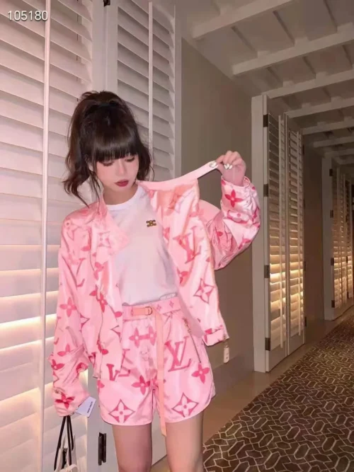 Louis Vuitton Monogram Printed Zip-Up Jacket and Shorts Set