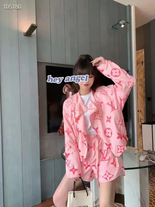 Louis Vuitton Monogram Printed Zip-Up Jacket and Shorts Set