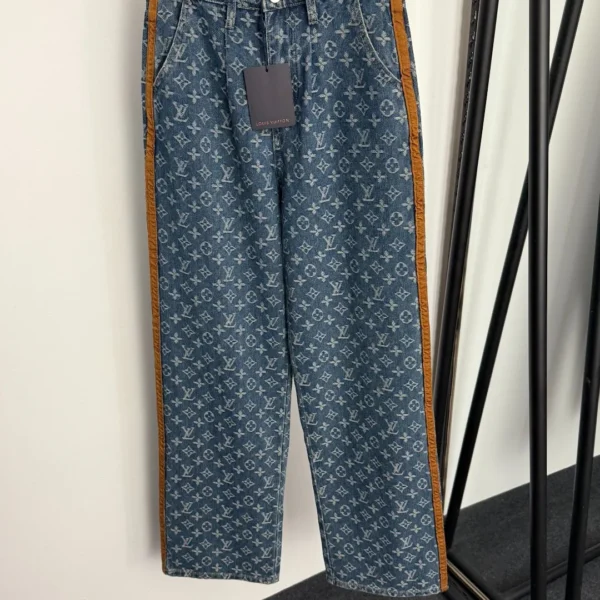 Louis Vuitton Denim Jacquard Monogram High-Waist Jeans